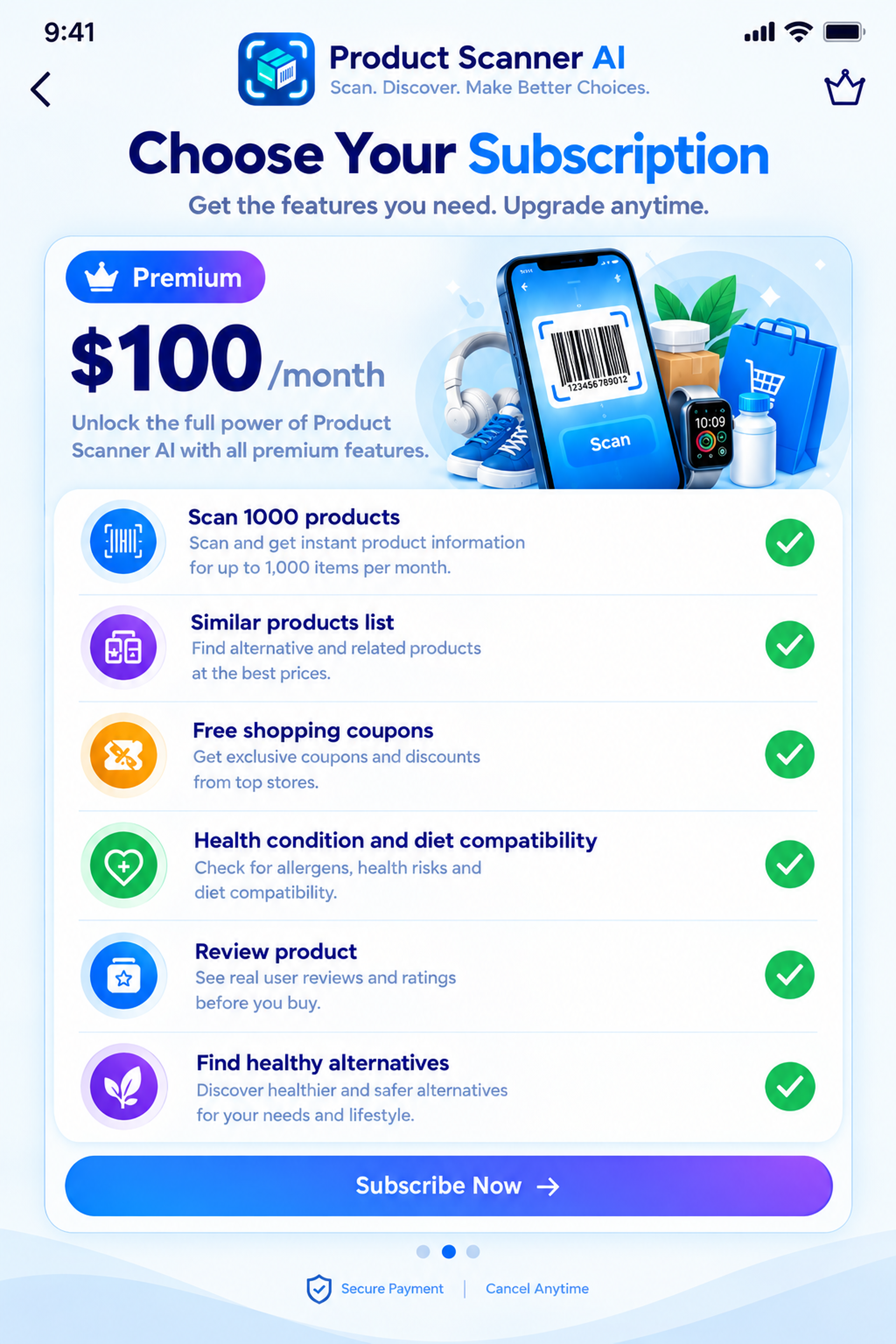 Premium features in Product Scanner AI