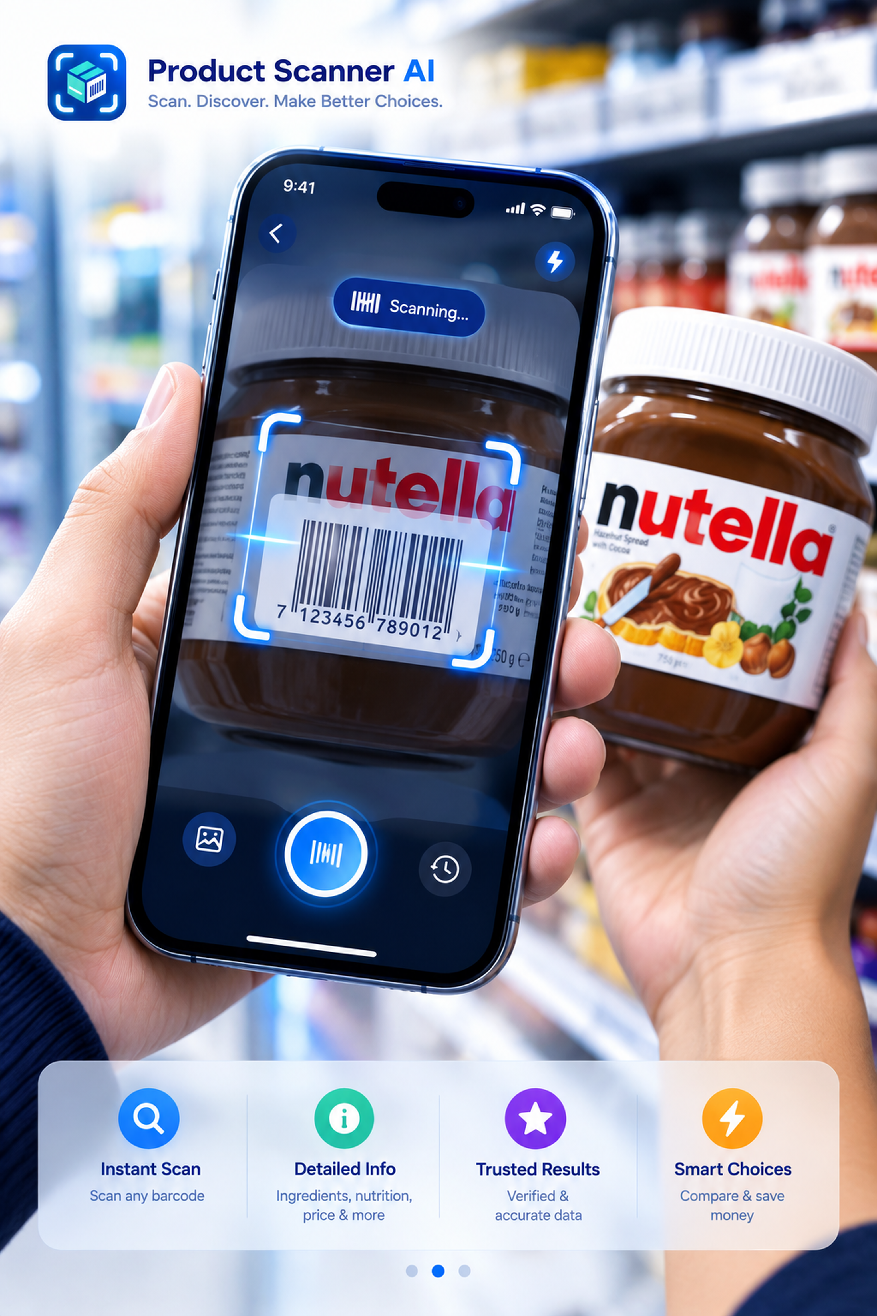 Scanning a product in store with Product Scanner AI