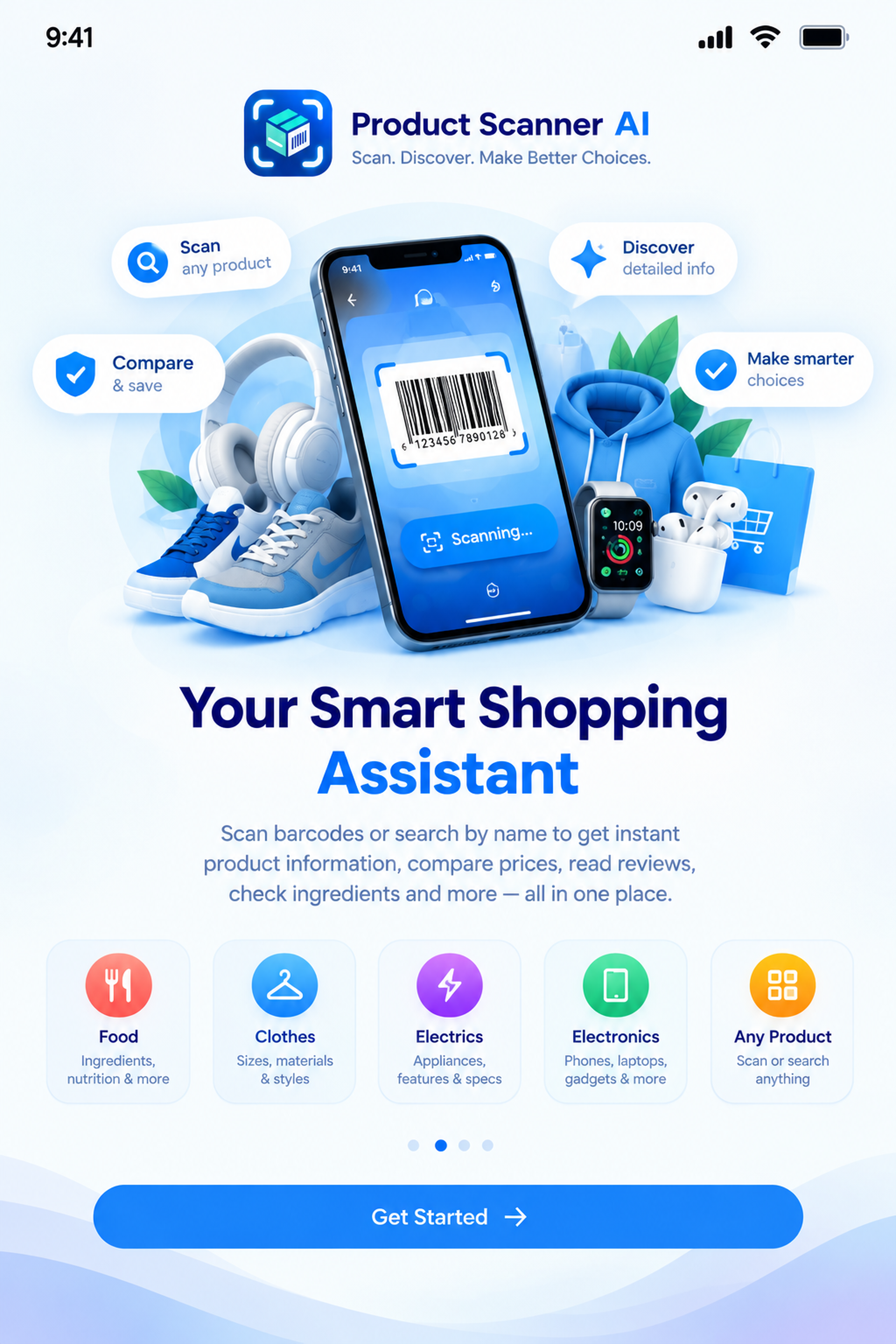 Product Scanner AI app scanning a product